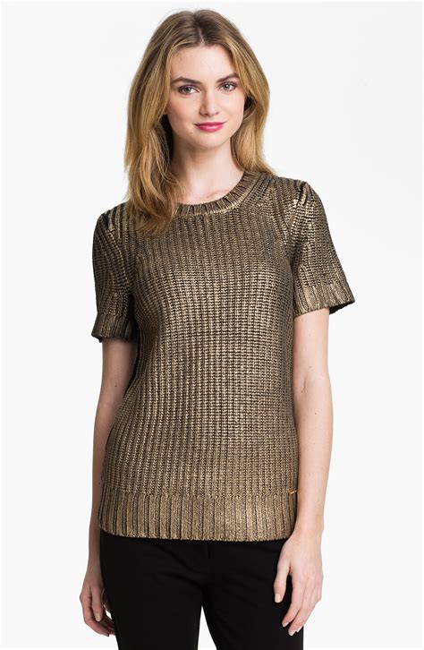 michael kors gold metallic sweater|michael kors sweater women's.